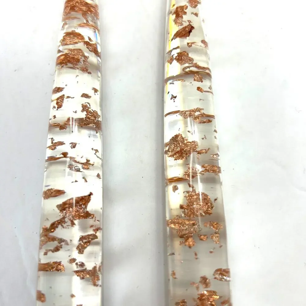 Vintage‎ Gregorian Inc. MCM Copper Flake Lucite Candles Set of 2